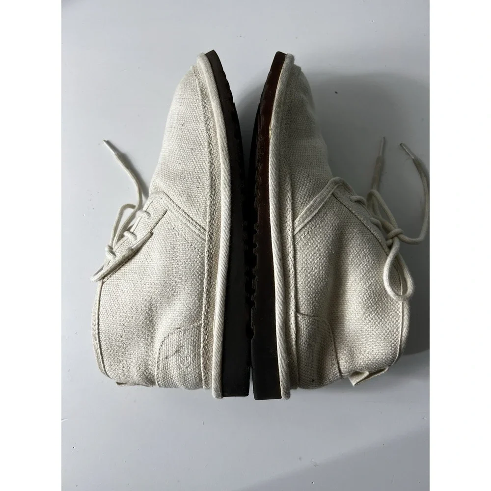 UGG Chukka Boots Mens 10 Cream Canvas Neumel Faux Fur Lined Lactae Hevea Sole